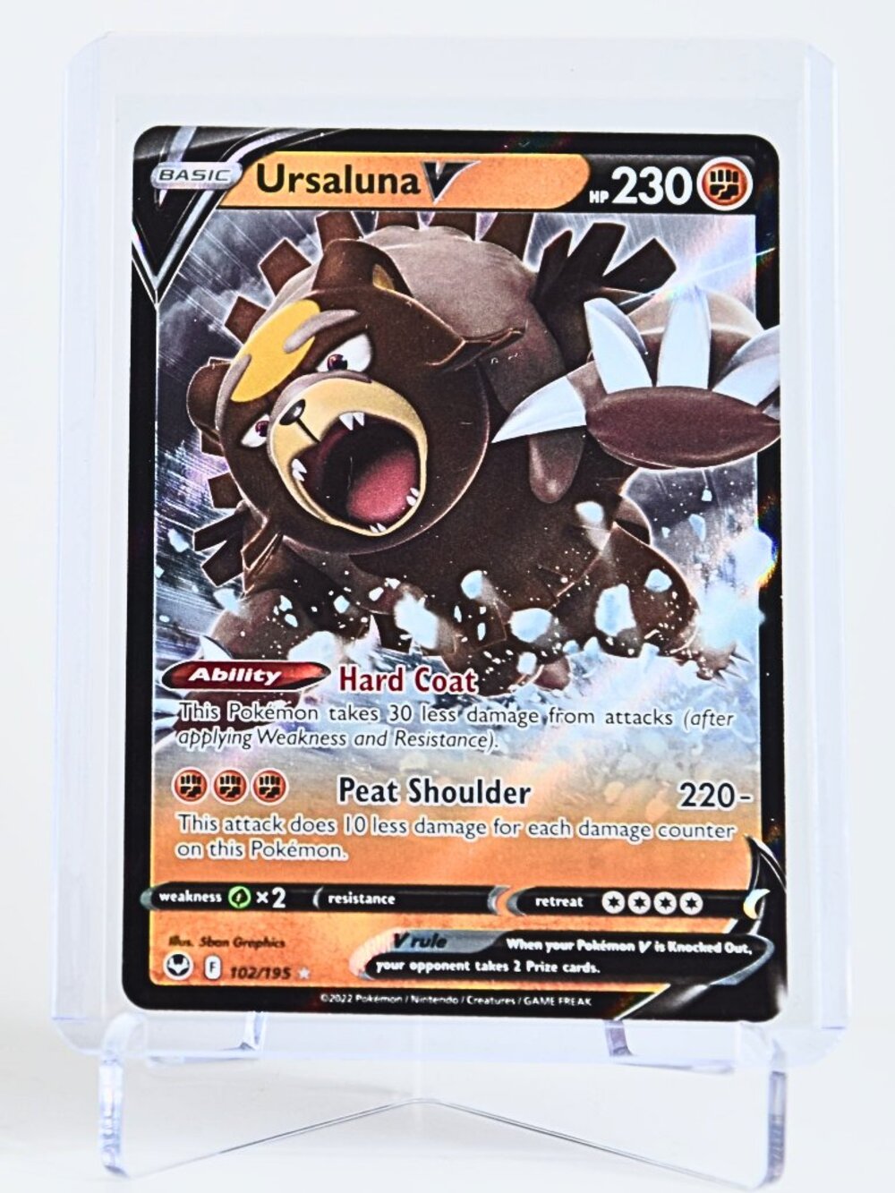 Pokemon Card Ursaluna 102/195 V Ultra Rare Holo Silver Tempest